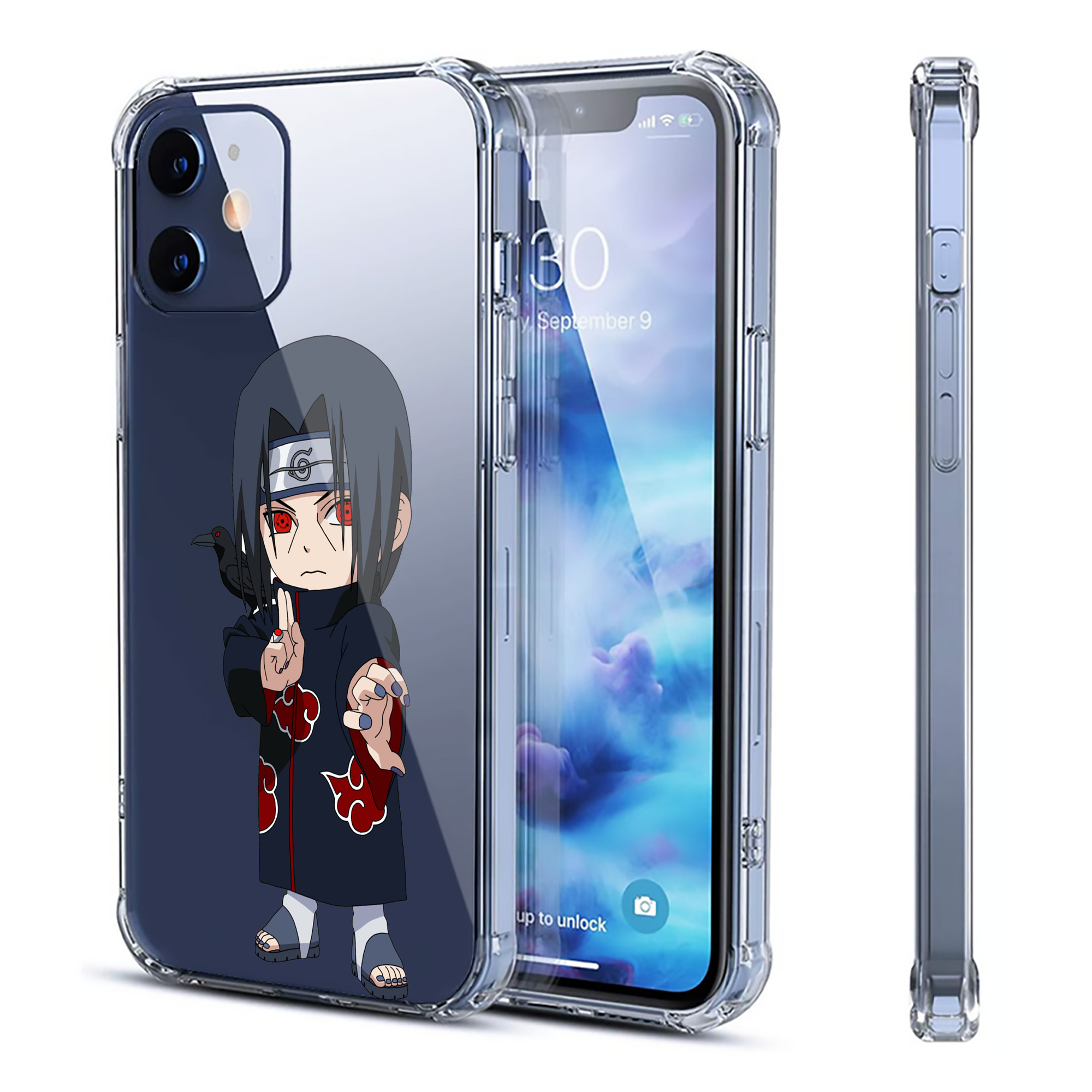 （画像用） NARUTO -ナルト- うちは イタチ Uchiha Itachi 【iPhone 12シリーズ対応】透明スマホケース（クリアソフトケース）